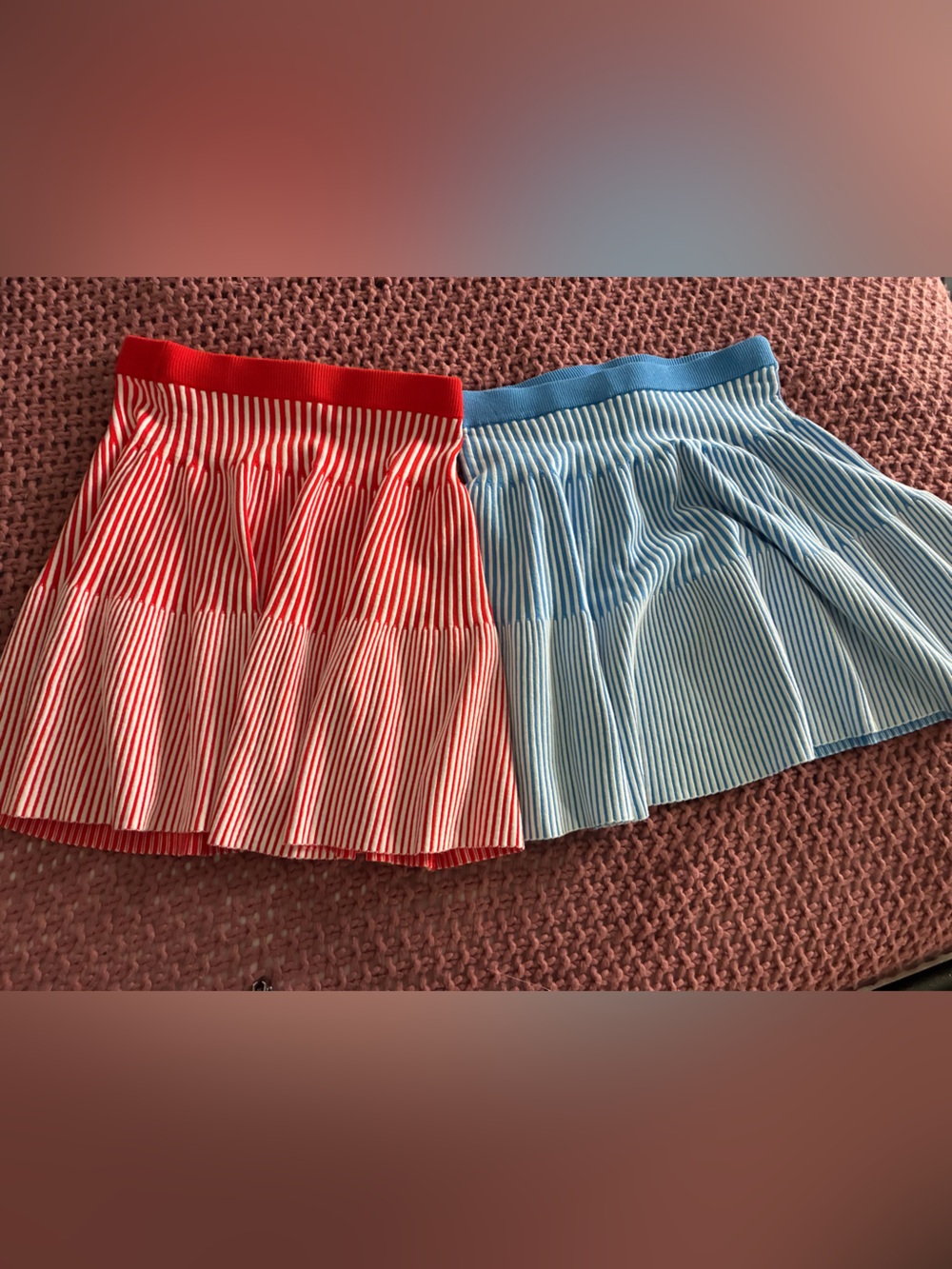 LOT Orange and Light Blue Striped Women’s Knit Skirts Duo NWOT
